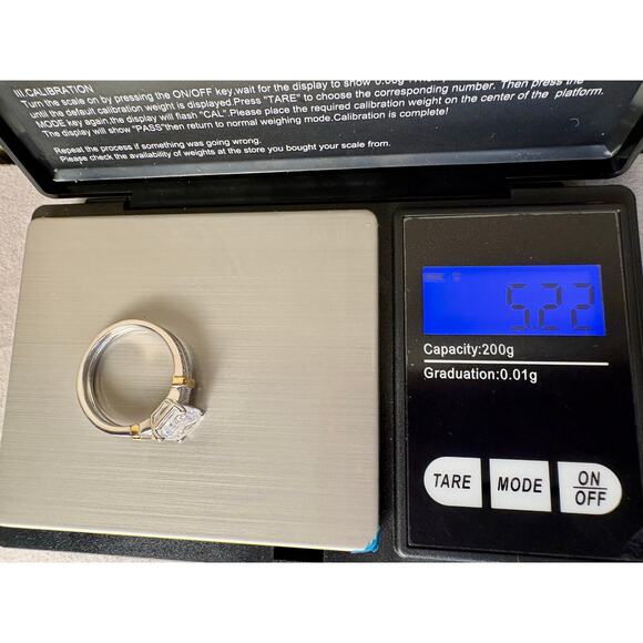 3+ct VVS1 D Graded Moissanite, 75% 18k White Gold 2 Tone Sz9 - Picture 7 of 11